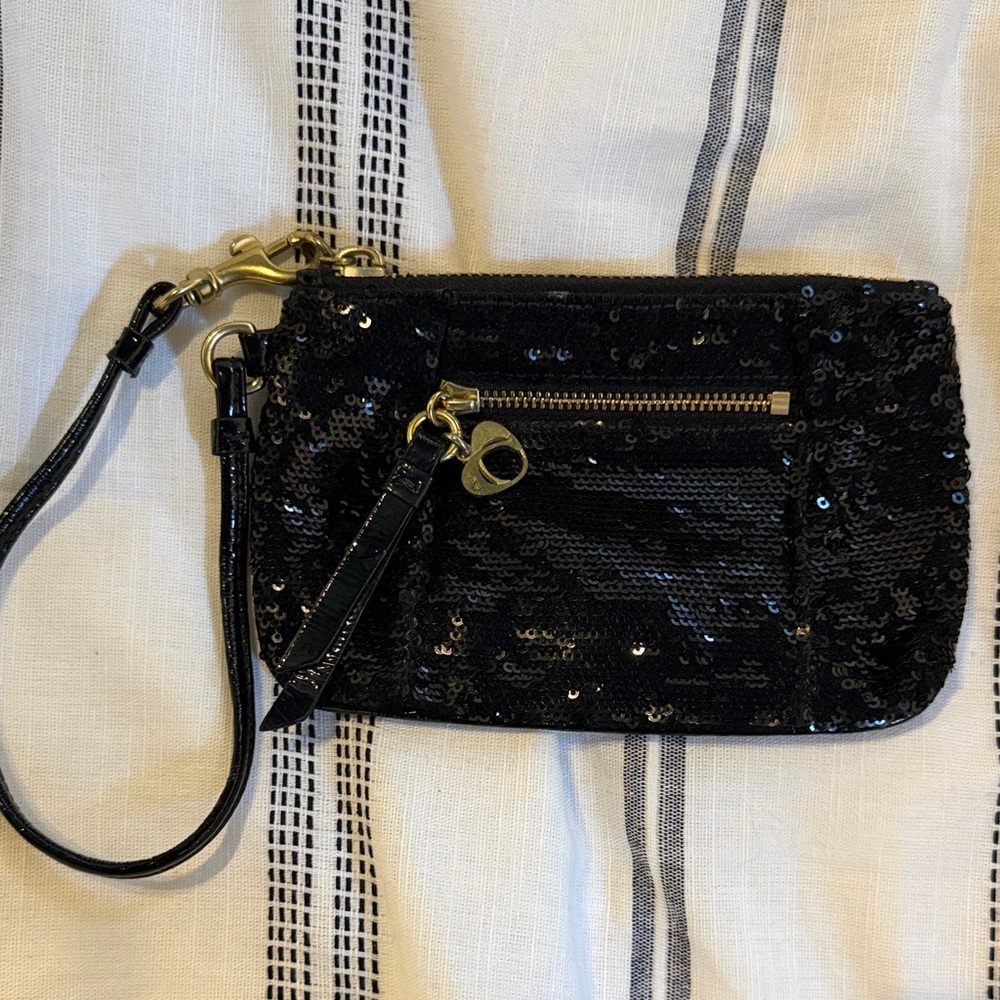 Coach Black Sequin Wristlet